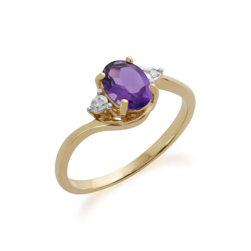 Gemondo 9ct Yellow Gold 0.71ct Amethyst & Diamond Ring sold by Gemondo Jewellery