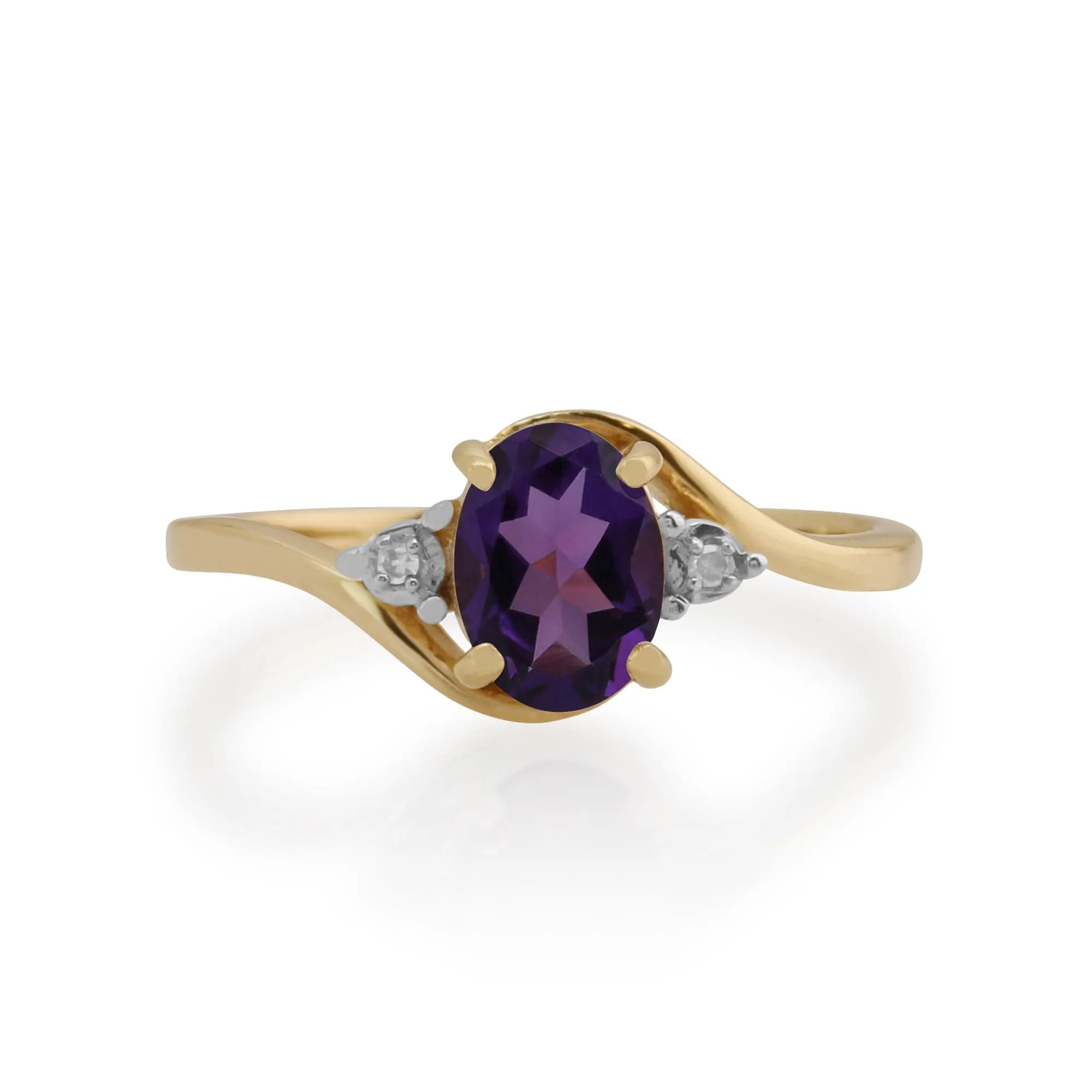 Gemondo 9ct Yellow Gold 0.71ct Amethyst & Diamond Ring sold by Gemondo Jewellery product image thumbnail 2