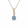 Classic Round Blue Topaz & Diamond Stud Earrings & Pendant Set in 9ct Yellow Gold sold by Gemondo Jewellery