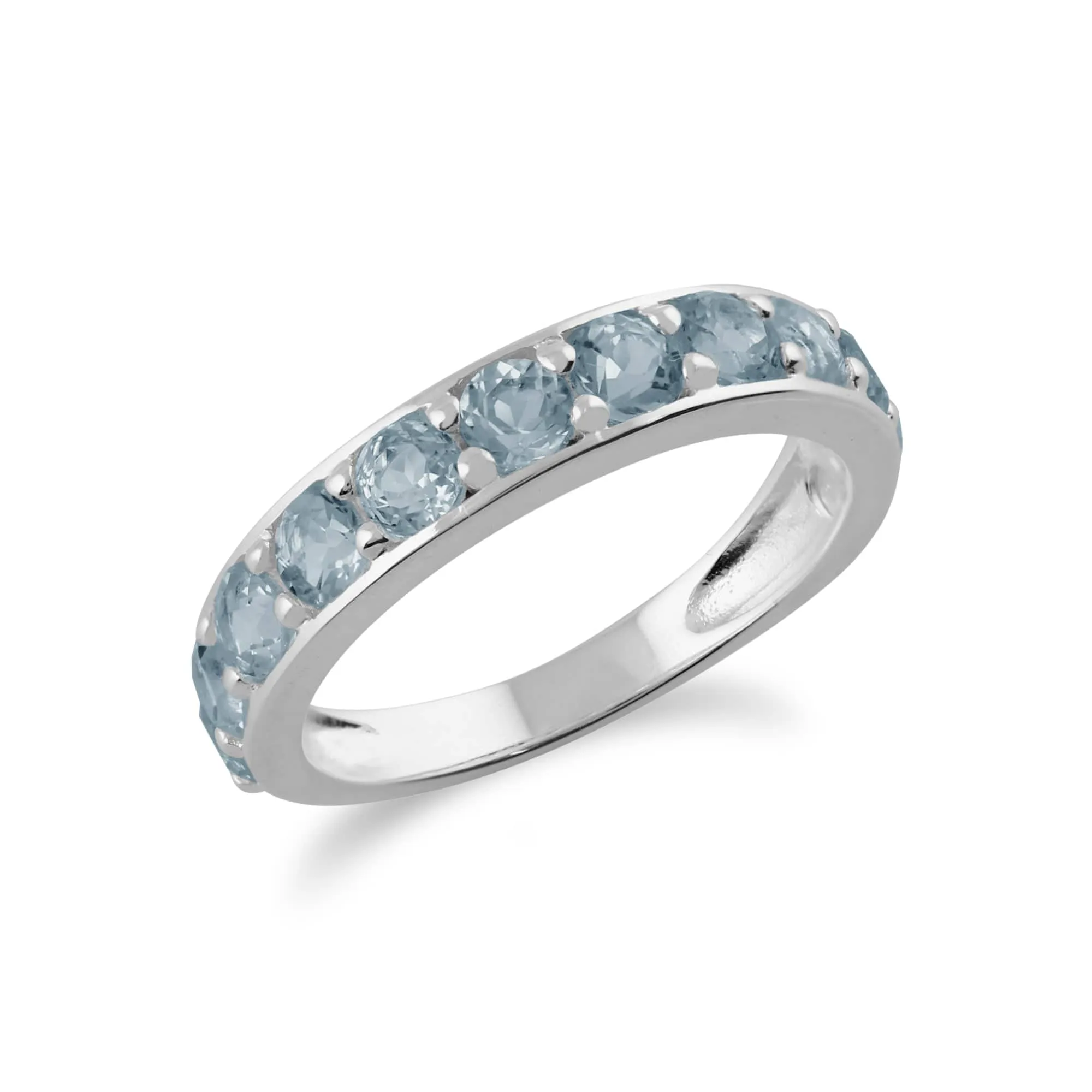 Classic Round Blue Topaz Half Eternity Ring in 925 Sterling Silver sold by Gemondo Jewellery product image thumbnail 4