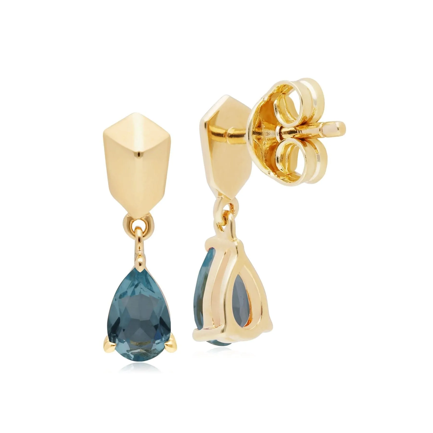 Micro Statement Blue Topaz Earrings in Gold Plated Silver sold by Gemondo Jewellery product image thumbnail 2
