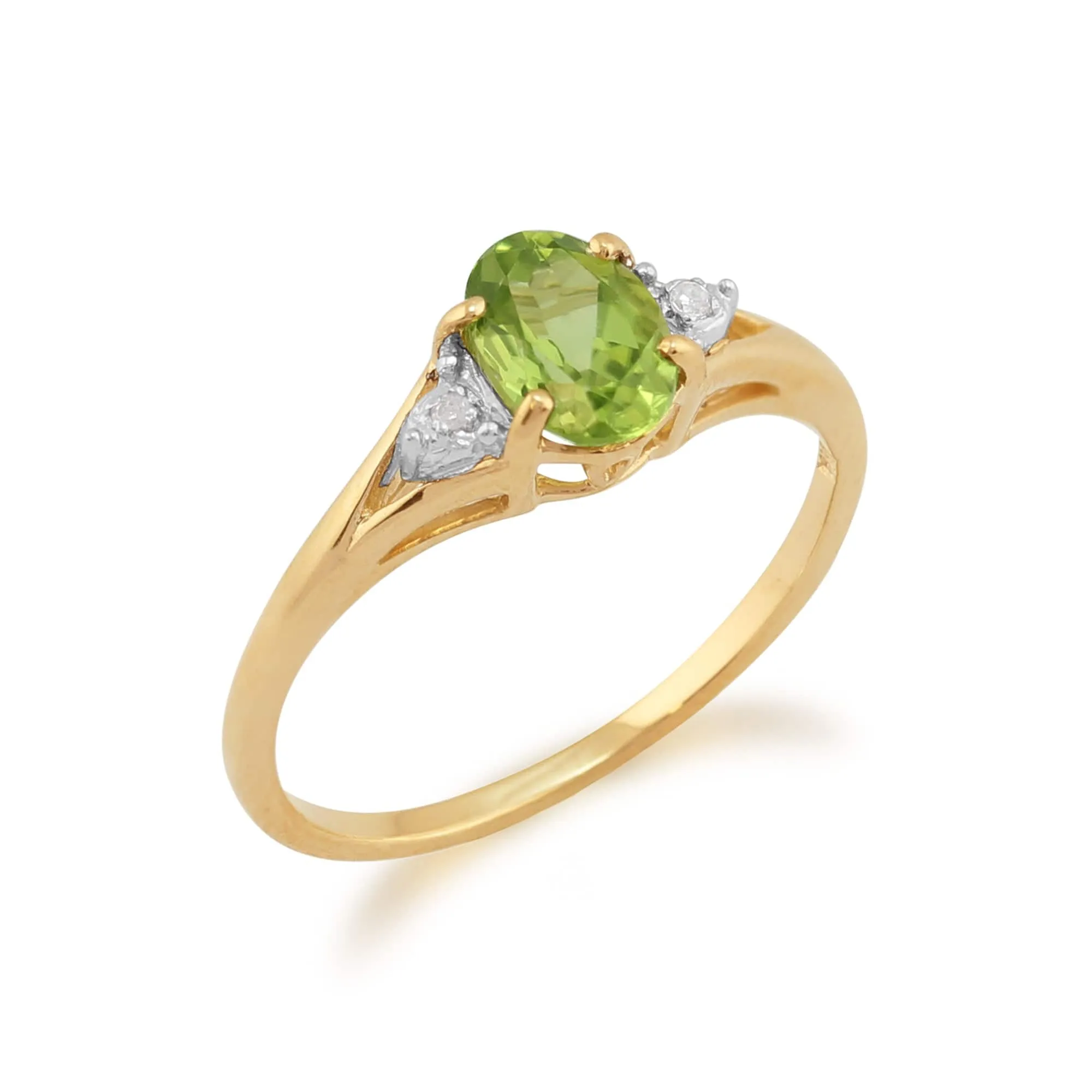 Classic Oval Peridot & Diamond Ring in 9ct Yellow Gold sold by Gemondo Jewellery product image thumbnail 2