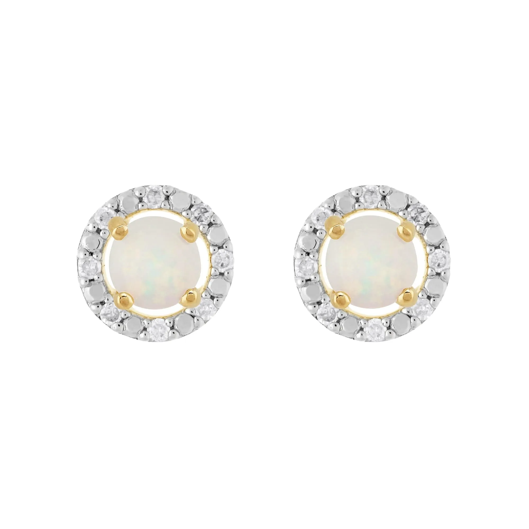 Classic Round Opal Stud Earrings with Detachable Diamond Round Earrings Jacket Set in 9ct Yellow Gold sold by Gemondo Jewellery
