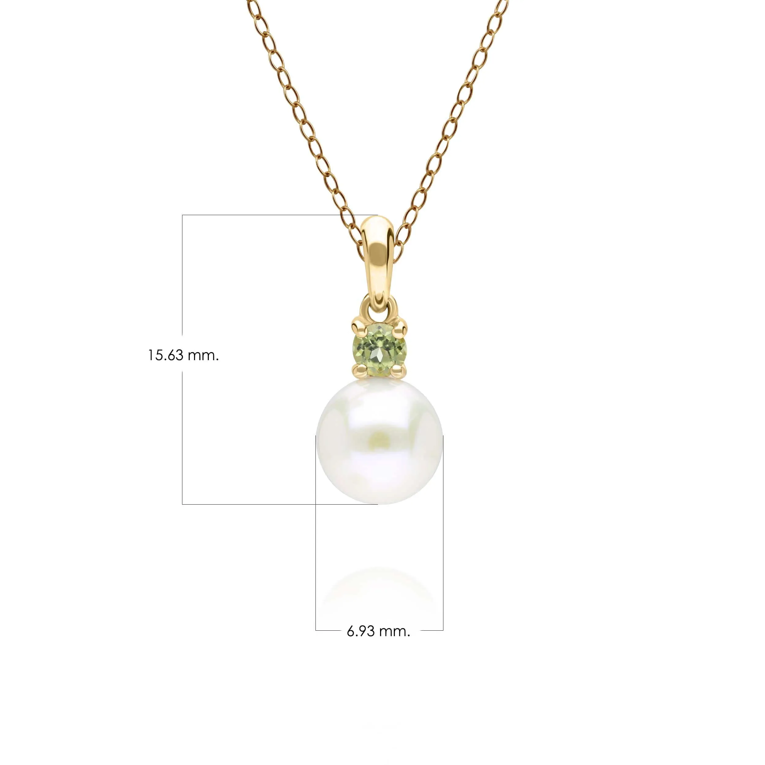 Modern Pearl & Peridot Pendant in 9ct Yellow Gold sold by Gemondo Jewellery product image thumbnail 3