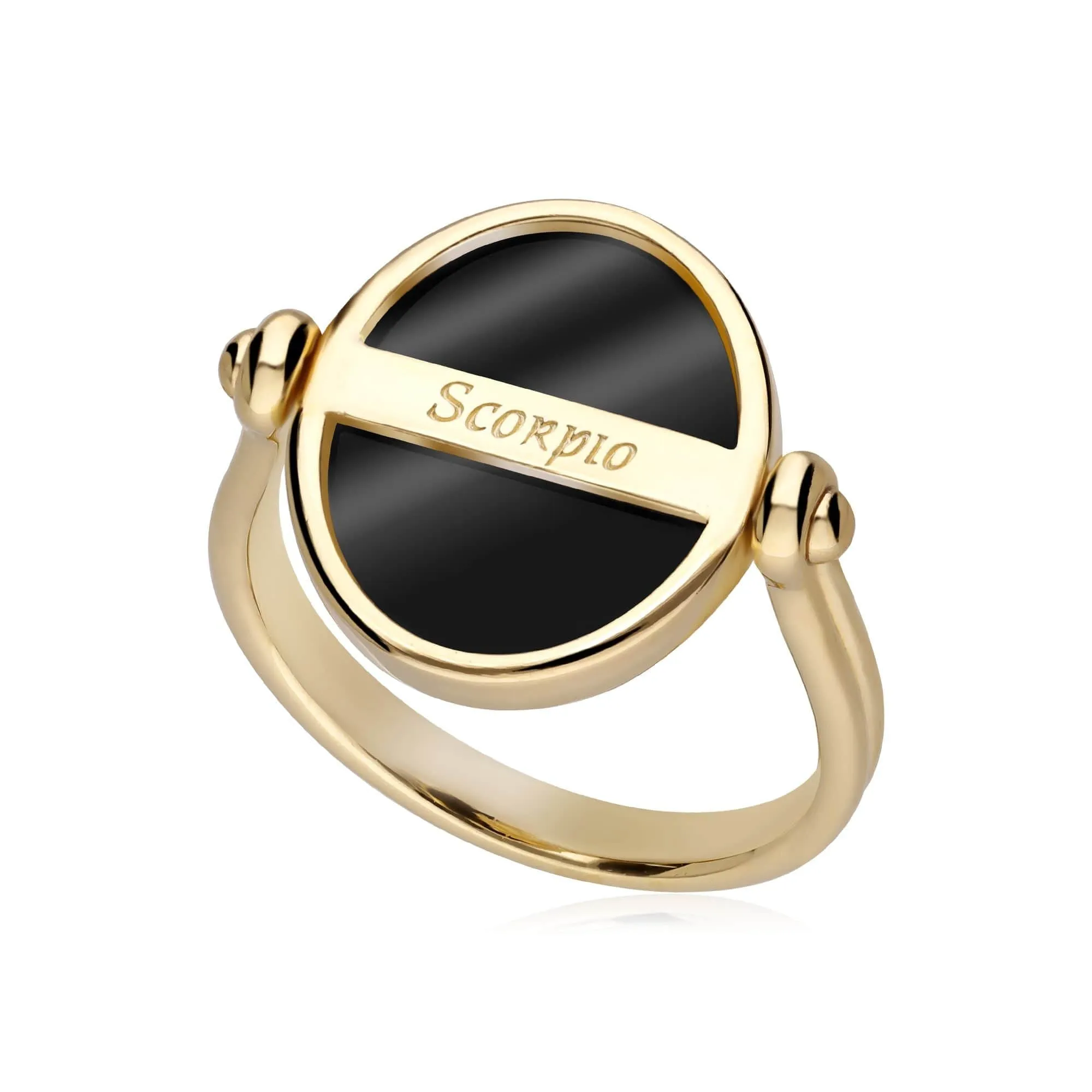 Zodiac Black Onyx Scorpio Flip Ring in 18ct Gold Plated Silver sold by Gemondo Jewellery product image thumbnail 3