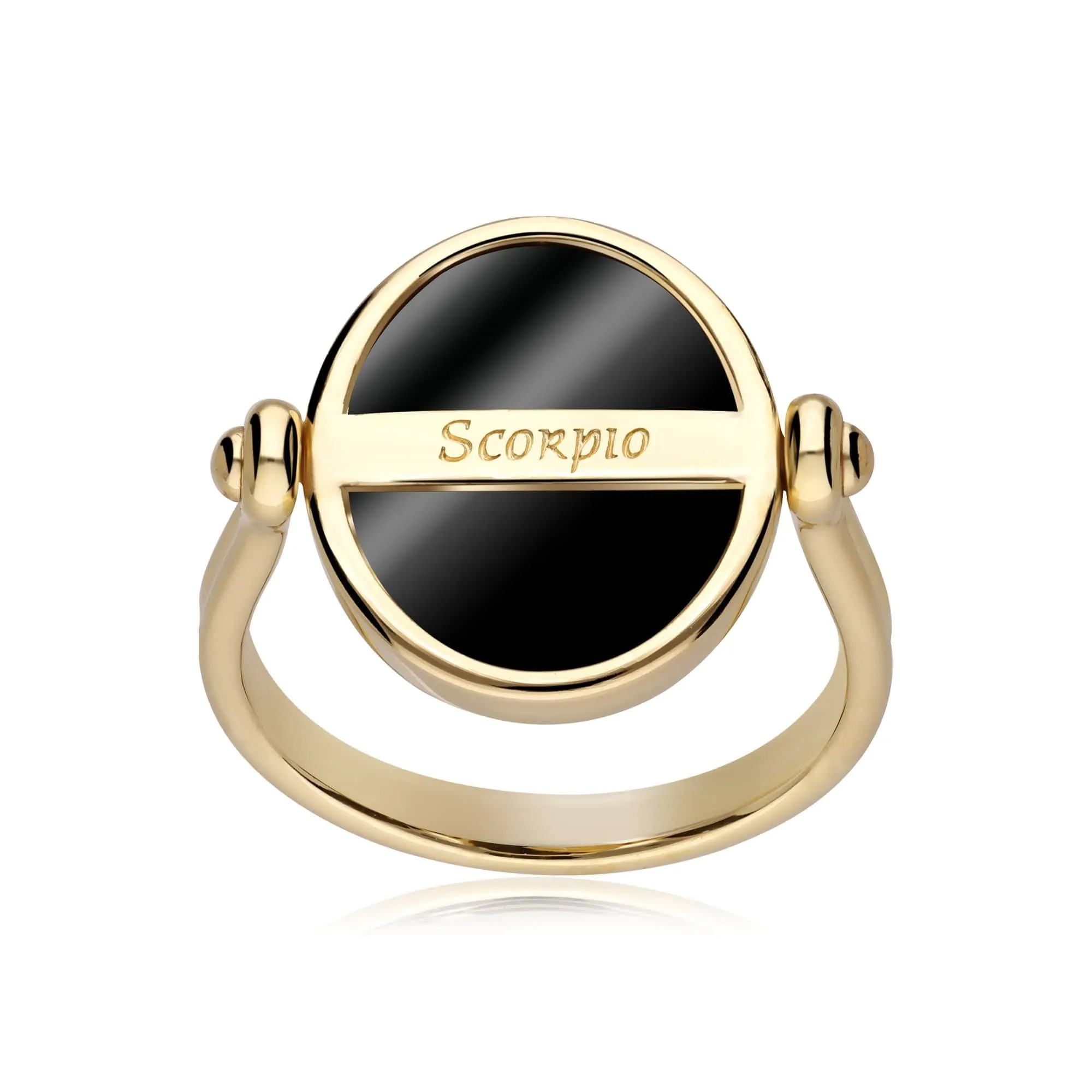 Zodiac Black Onyx Scorpio Flip Ring in 18ct Gold Plated Silver sold by Gemondo Jewellery product image thumbnail 5