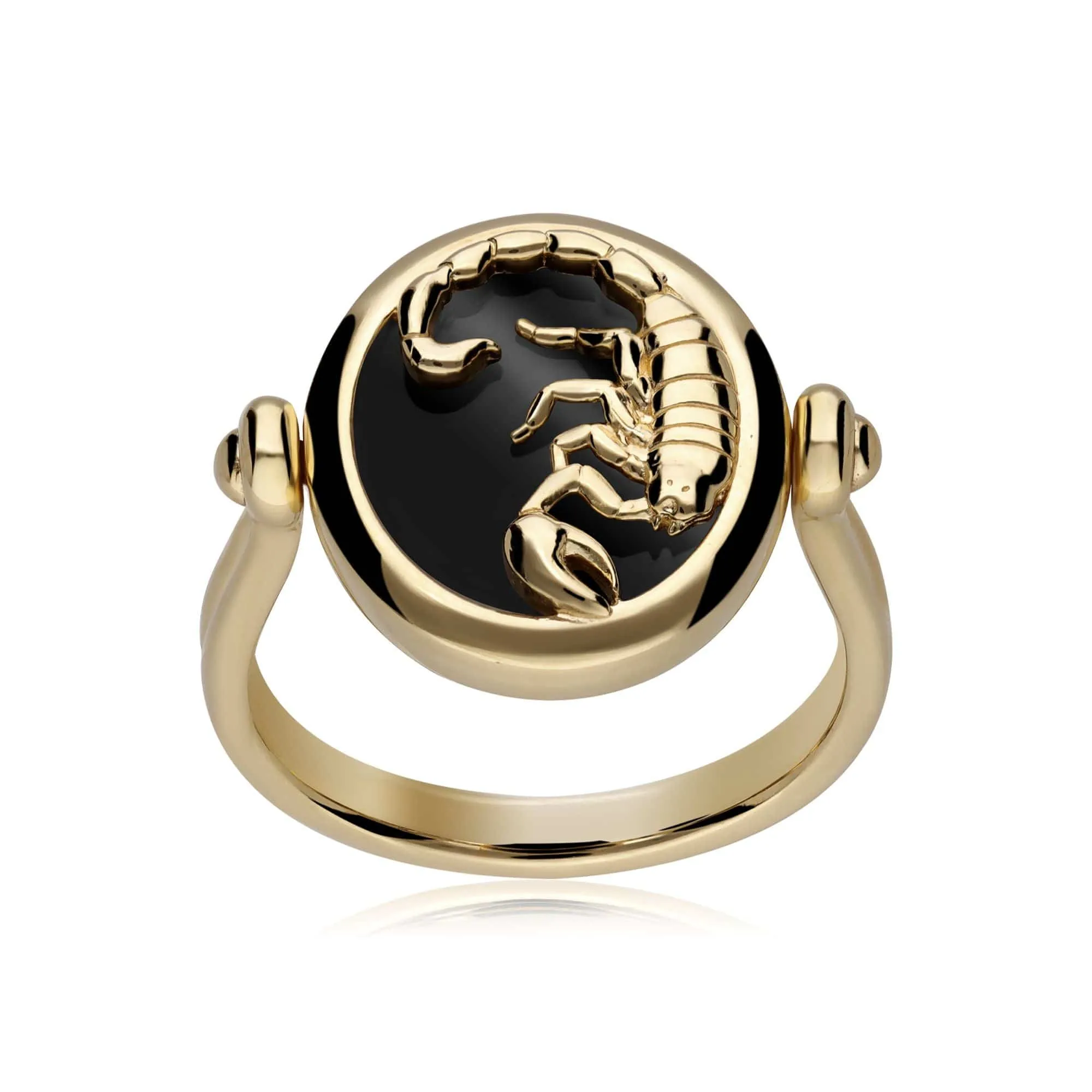 Zodiac Black Onyx Scorpio Flip Ring in 18ct Gold Plated Silver sold by Gemondo Jewellery product image thumbnail 4