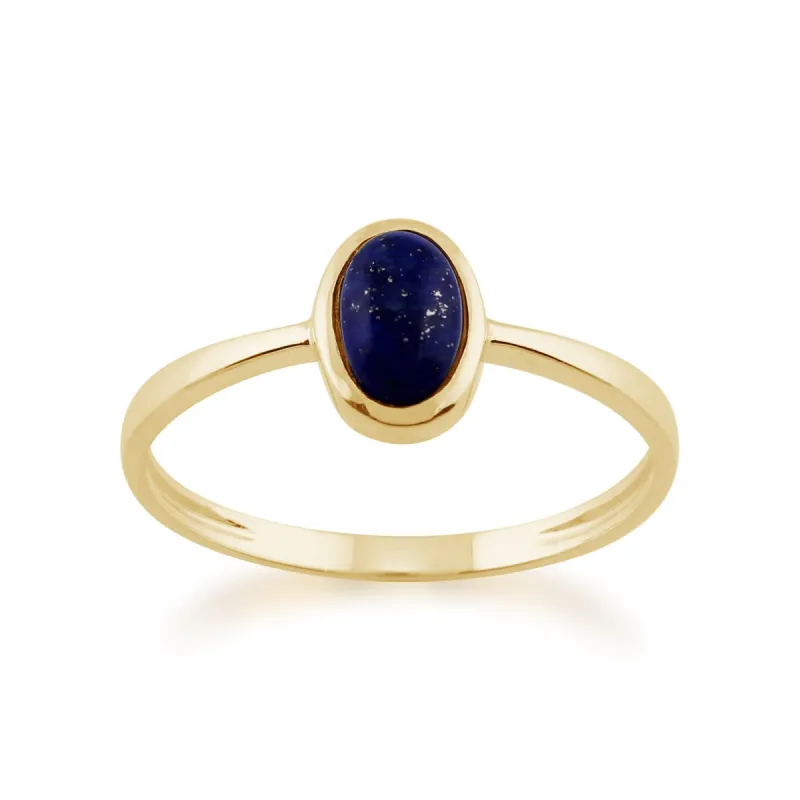 Gemondo 9ct Yellow Gold 0.56ct Lapis Lazuli Single Stone Oval Framed Ring sold by Gemondo Jewellery
