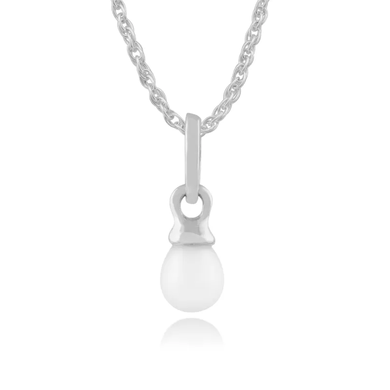 Classic Freshwater Pearl Pendant in 9ct White Gold sold by Gemondo Jewellery