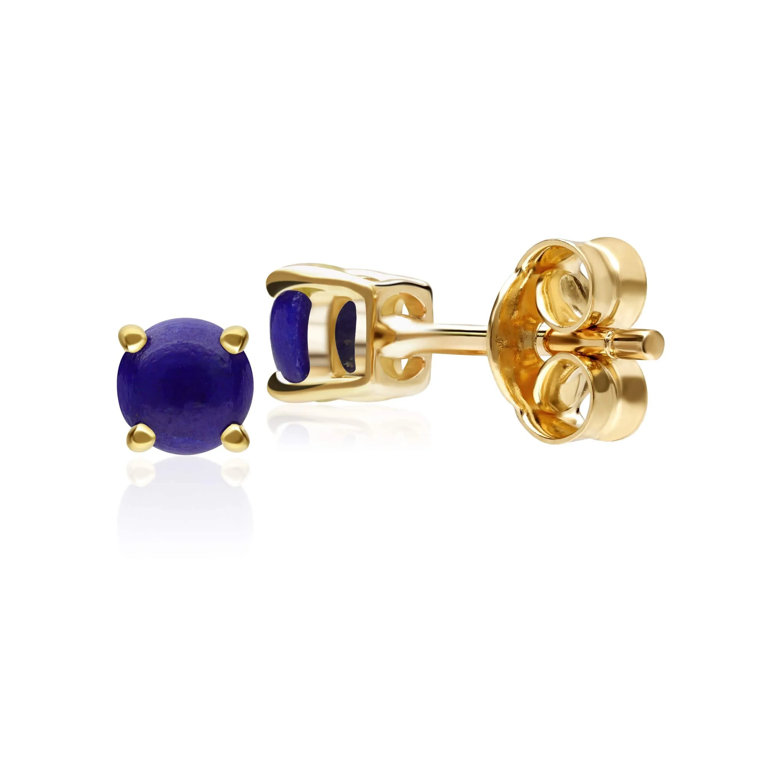 Classic Round Lapis Lazuli Claw Set Single Stone Earrings in 9ct Yellow Gold 3.5mm sold by Gemondo Jewellery product image thumbnail 3