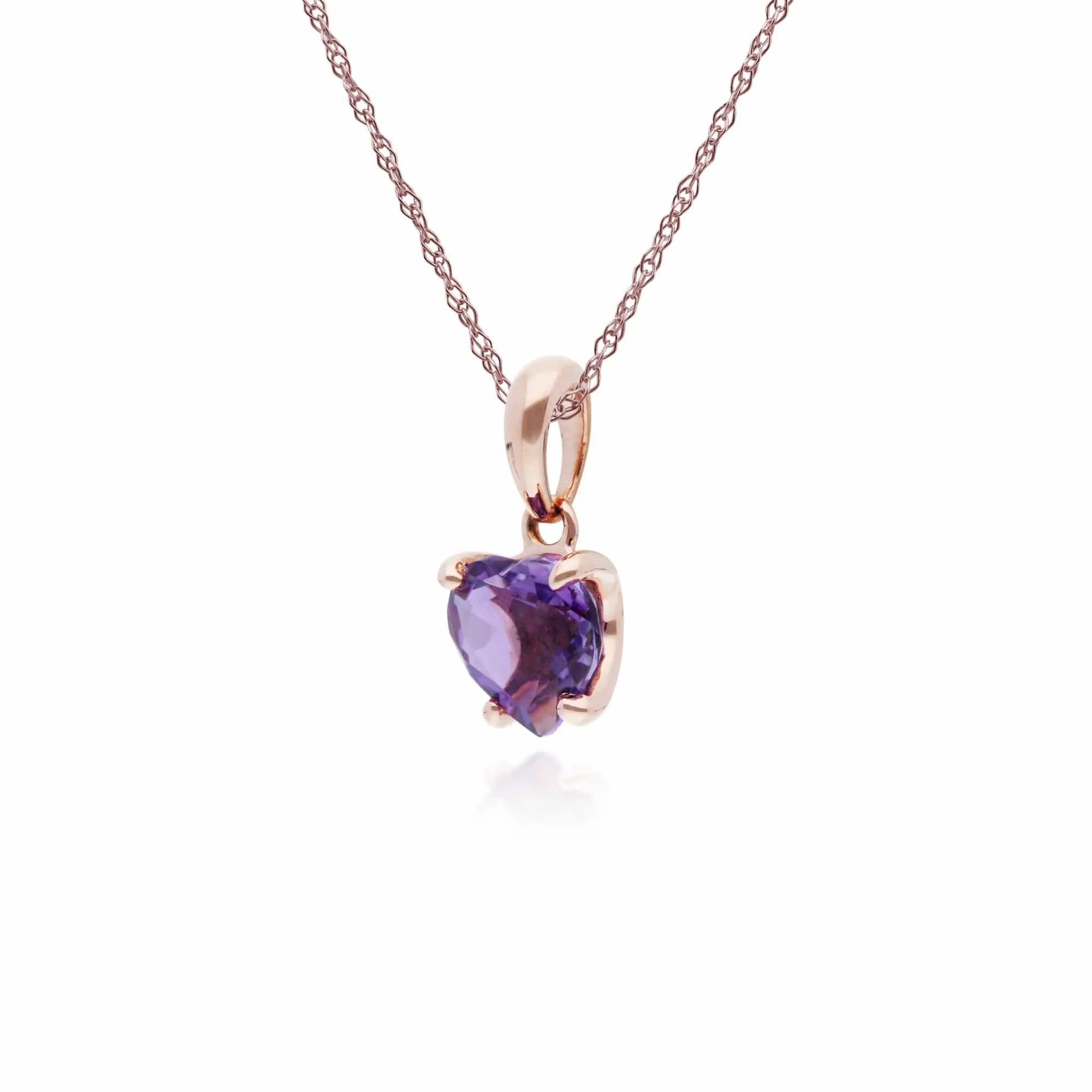 Gemondo 9ct Rose Gold Claw Set Amethyst Heart Pendant on 45cm Chain sold by Gemondo Jewellery product image thumbnail 2