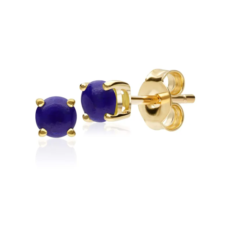 Classic Round Lapis Lazuli Claw Set Single Stone Earrings in 9ct Yellow Gold 3.5mm sold by Gemondo Jewellery