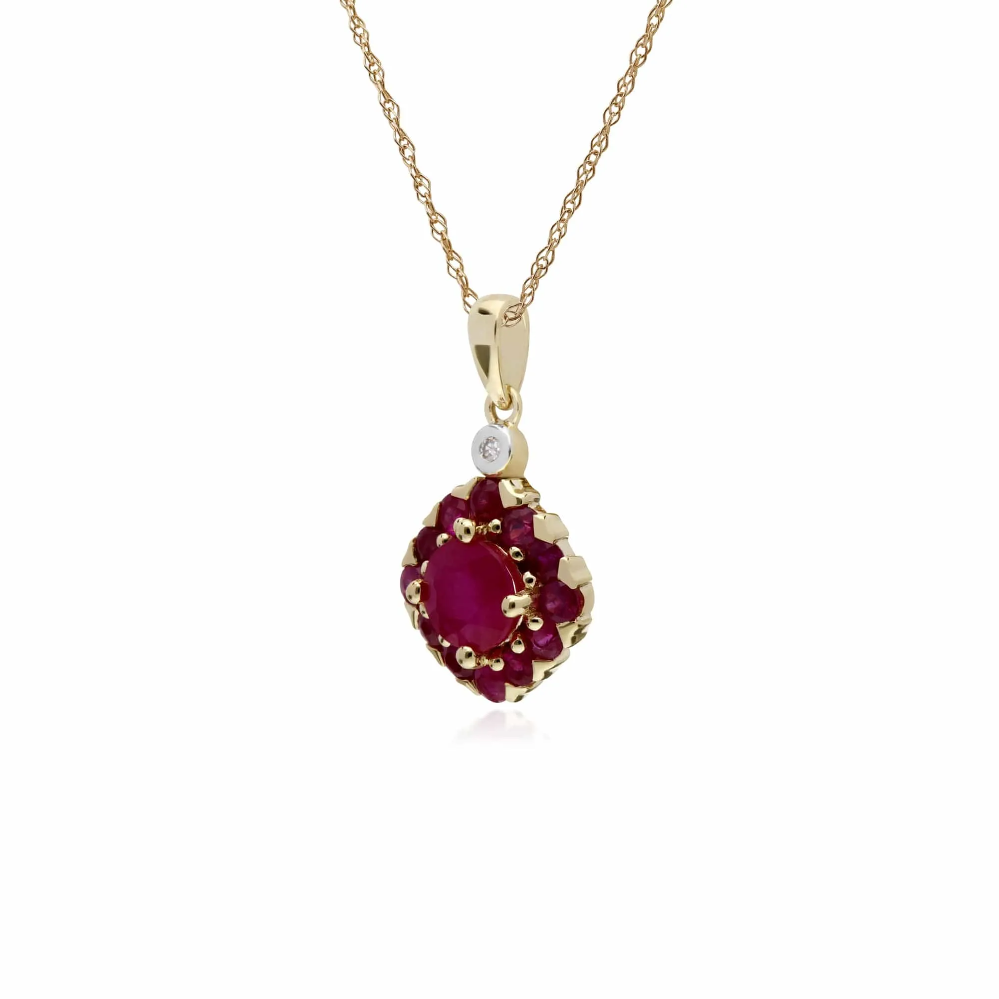 Gemondo 9ct Yellow Gold Ruby & Diamond Square Cluster Pendant on 45cm Chain sold by Gemondo Jewellery product image thumbnail 2