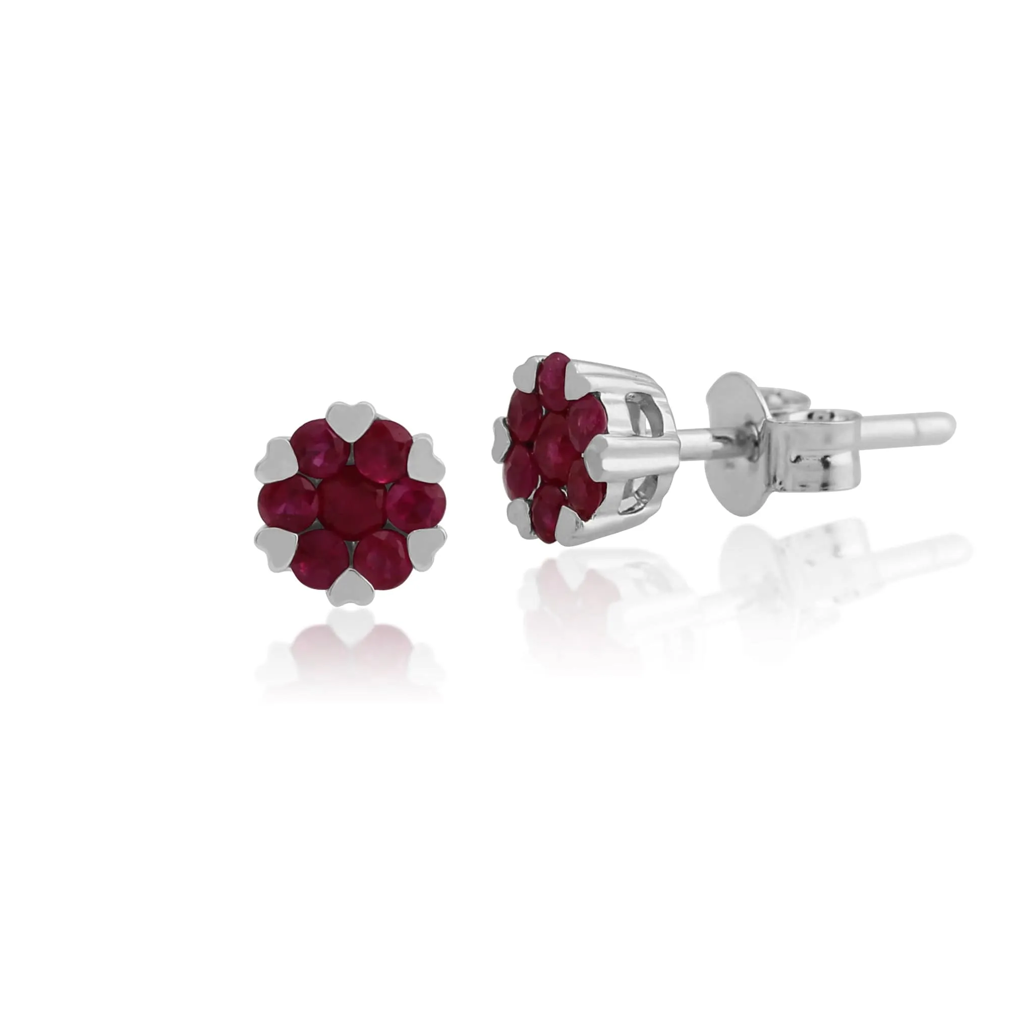 Gemondo 9ct White Gold 0.34ct Ruby Floral Cluster Stud Earrings sold by Gemondo Jewellery
