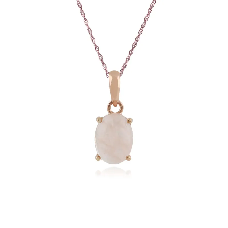 Classic Oval Milky Morganite Pendant in Rose Gold Plated Silver made by Gemondo Jewellery