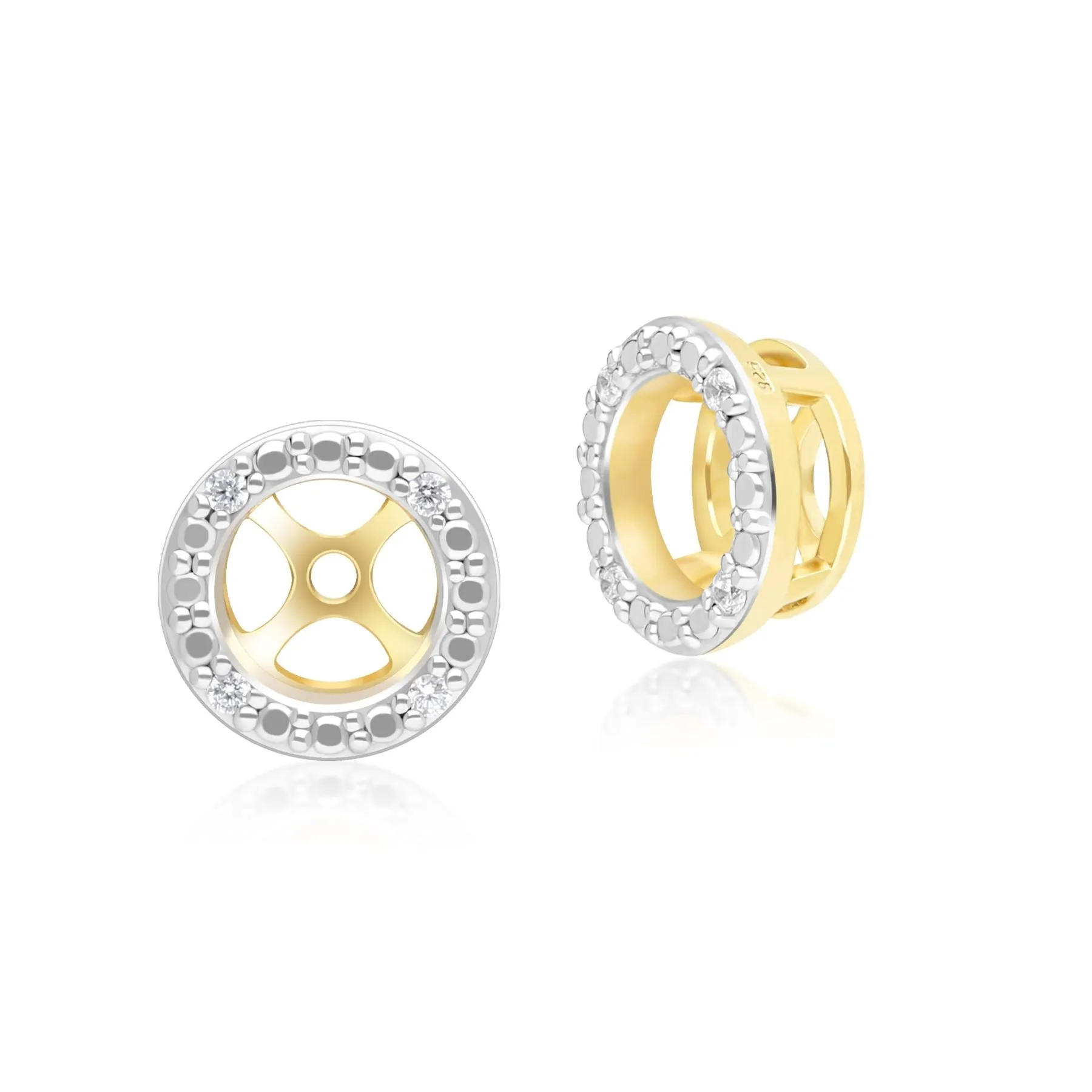 Classic Halo Diamond Ear Jacket Earrings in 9ct Yellow Gold sold by Gemondo Jewellery