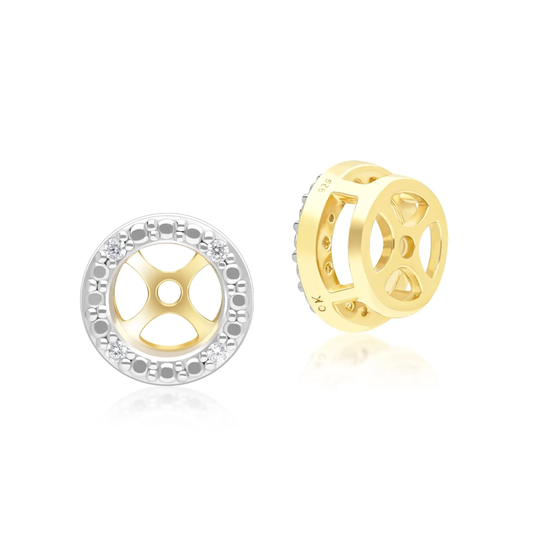 Classic Halo Diamond Ear Jacket Earrings in 9ct Yellow Gold sold by Gemondo Jewellery product image thumbnail 2