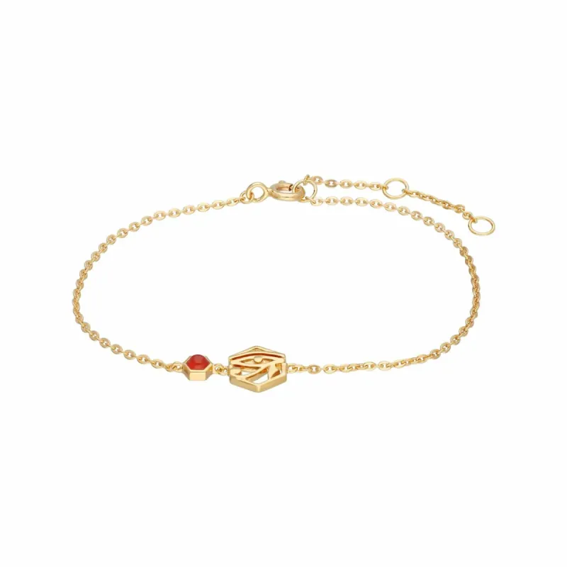 ECFEW™ Carnelian Eye of Ra Bracelet In 9ct Yellow Gold sold by Gemondo Jewellery
