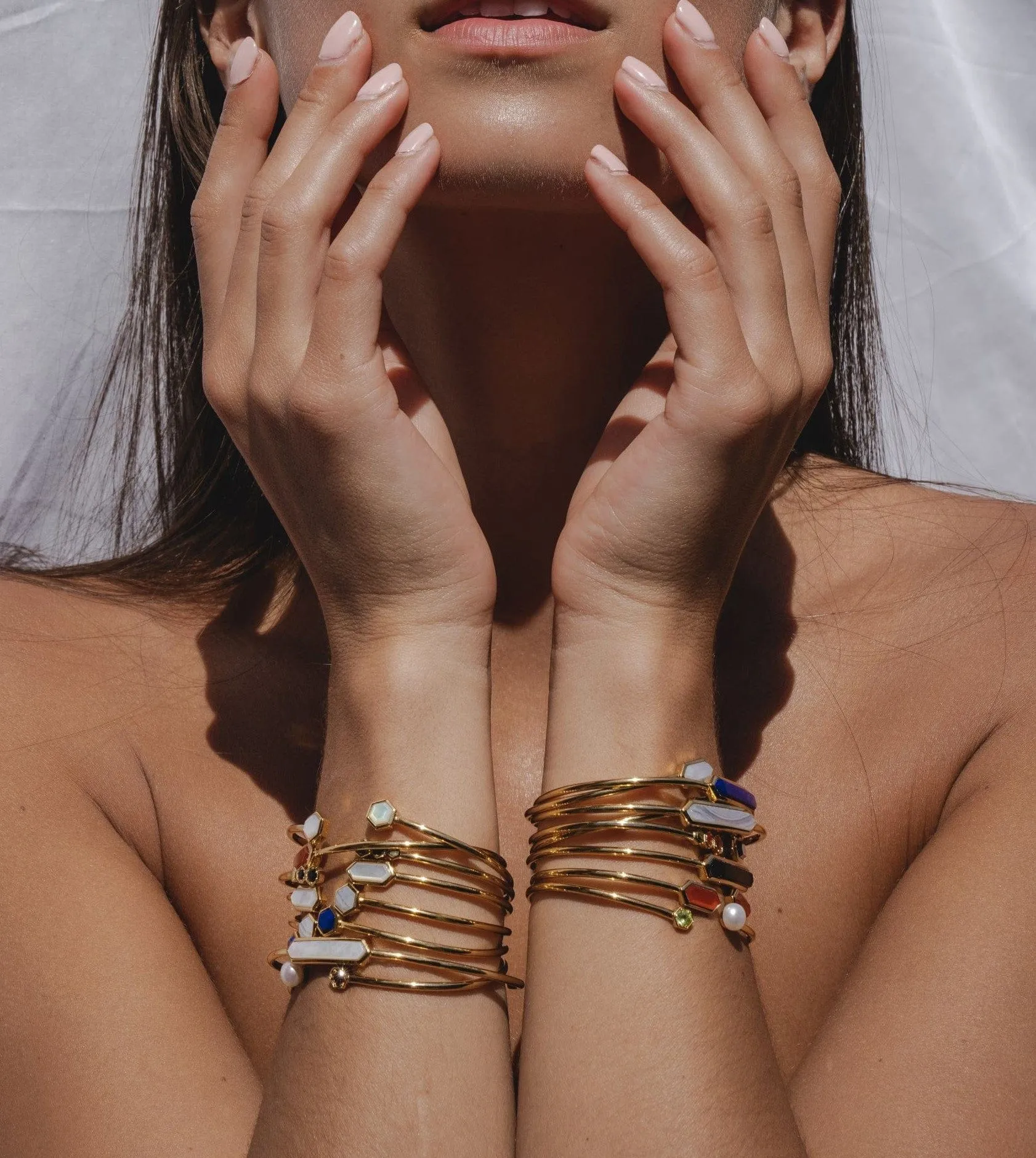 Geometric Prism Lapis Lazuli Bangle in Gold Plated Silver sold by Gemondo Jewellery product image thumbnail 3