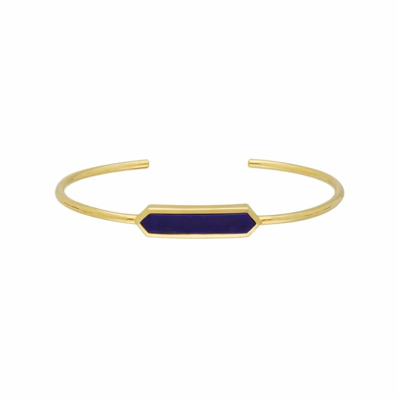 Geometric Prism Lapis Lazuli Bangle in Gold Plated Silver sold by Gemondo Jewellery