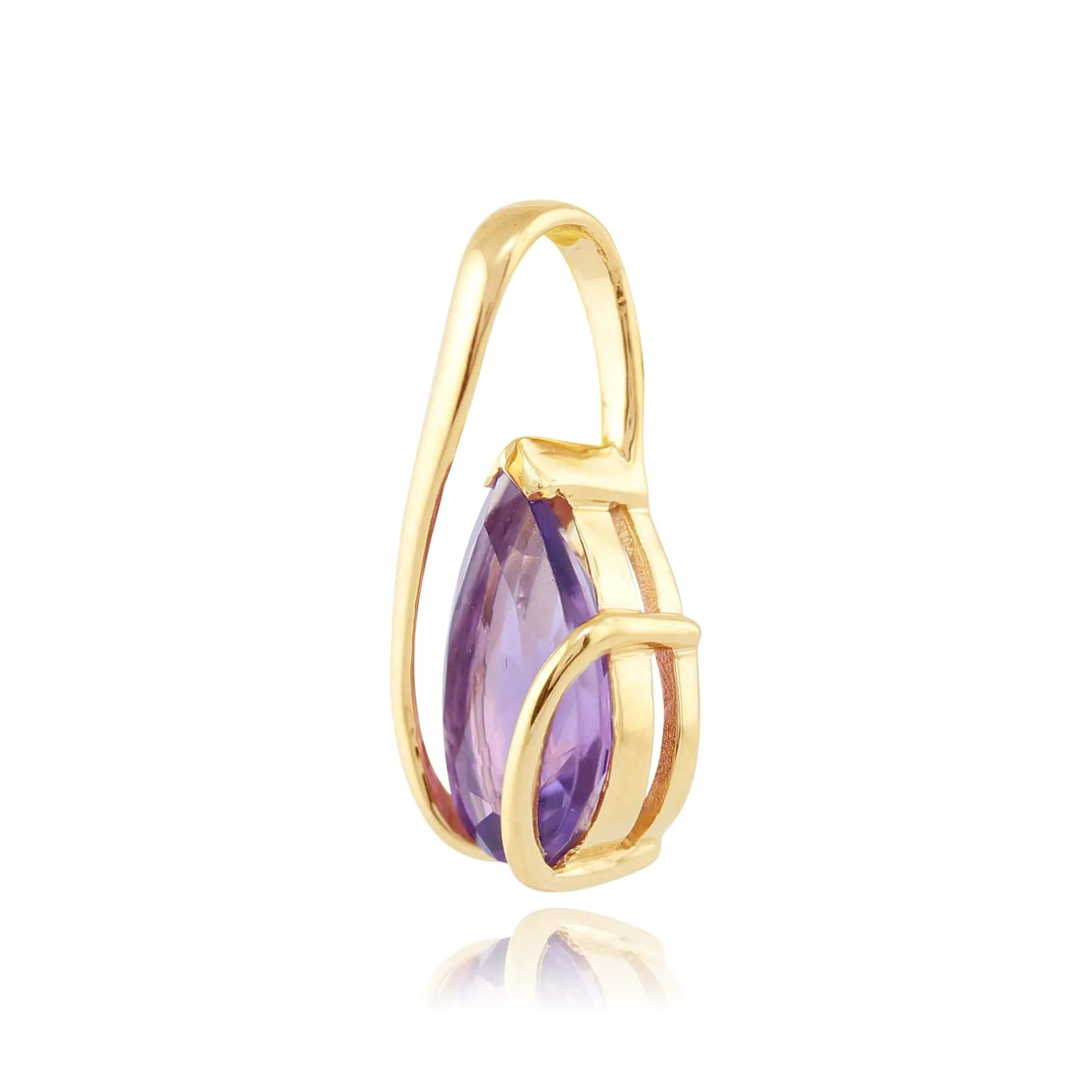 Classic Pear Amethyst Pendant in 9ct Yellow Gold sold by Gemondo Jewellery product image thumbnail 2
