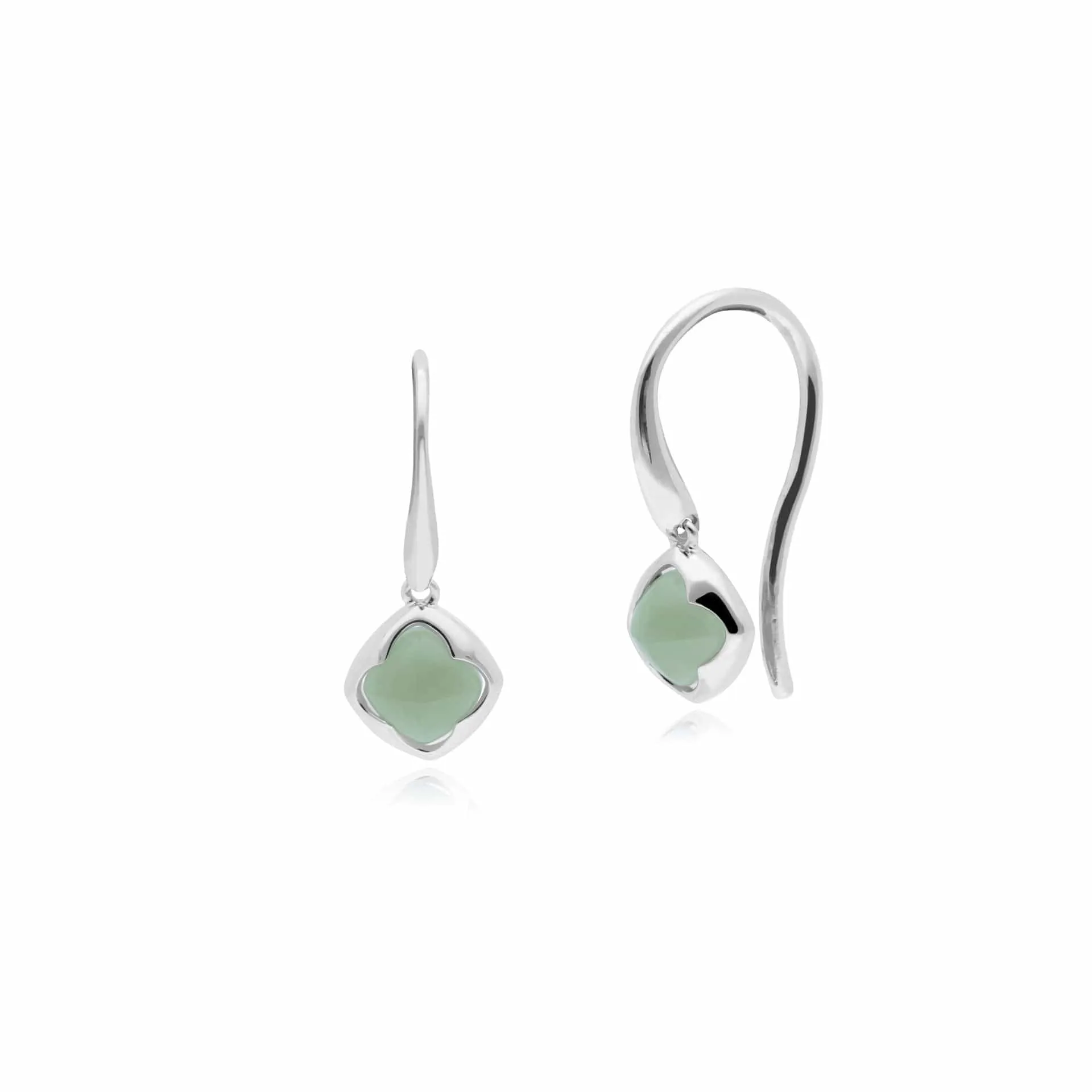 Gemondo Sterling Silver Cushion Jade Small Drop Earrings sold by Gemondo Jewellery