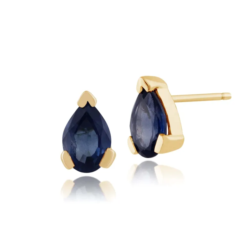 Classic Pear Sapphire Stud Earrings in 9ct Yellow Gold 6.5x4mm sold by Gemondo Jewellery