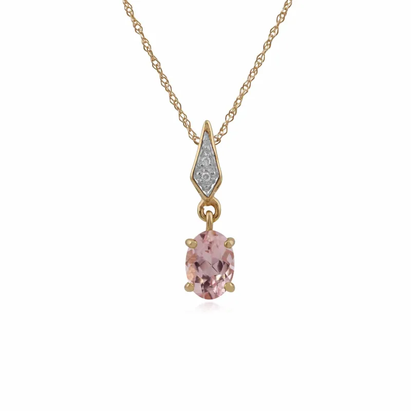 Gemondo 9ct Yellow Gold 0.63ct Morganite & Diamond Pendant on Chain made by Gemondo Jewellery