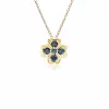 Gardenia Round Sapphire Clover Pendant Necklace in 9ct Yellow Gold sold by Gemondo Jewellery
