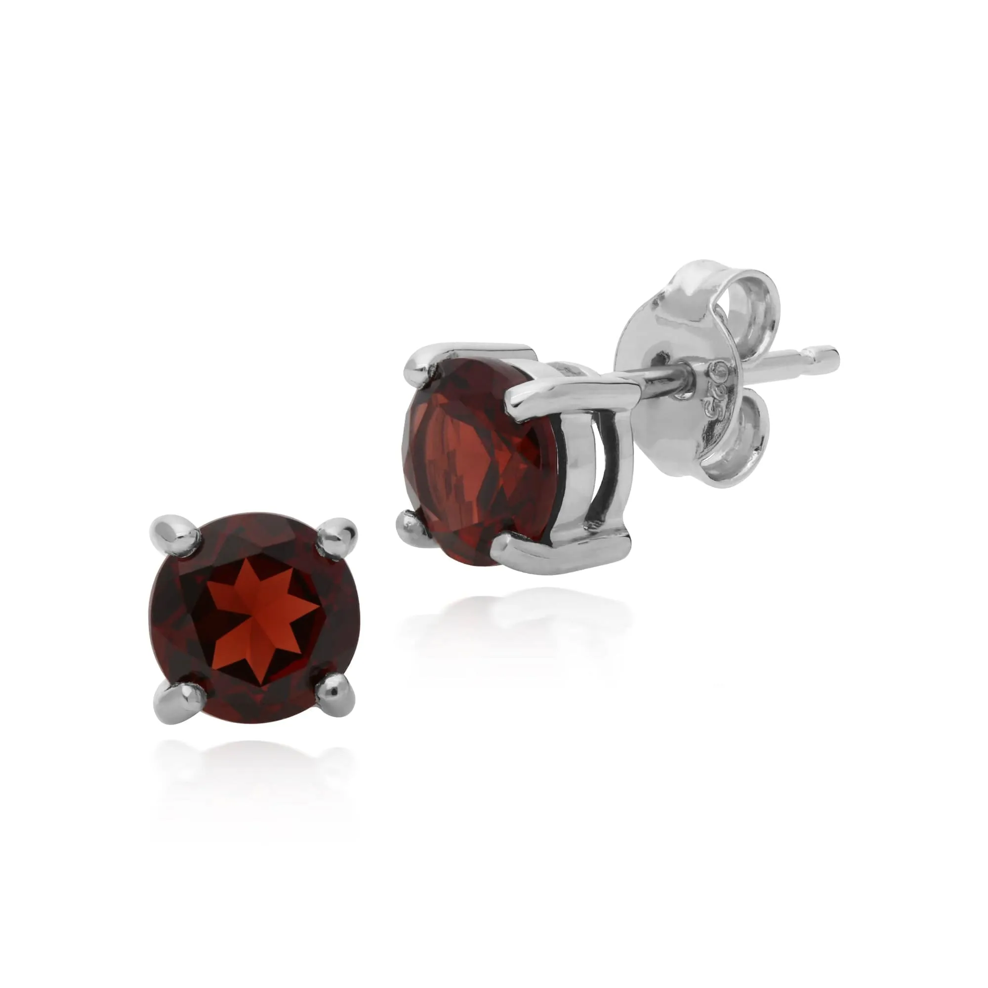 Essential Round Garnet Claw Set Stud Earrings in 925 Sterling Silver sold by Gemondo Jewellery