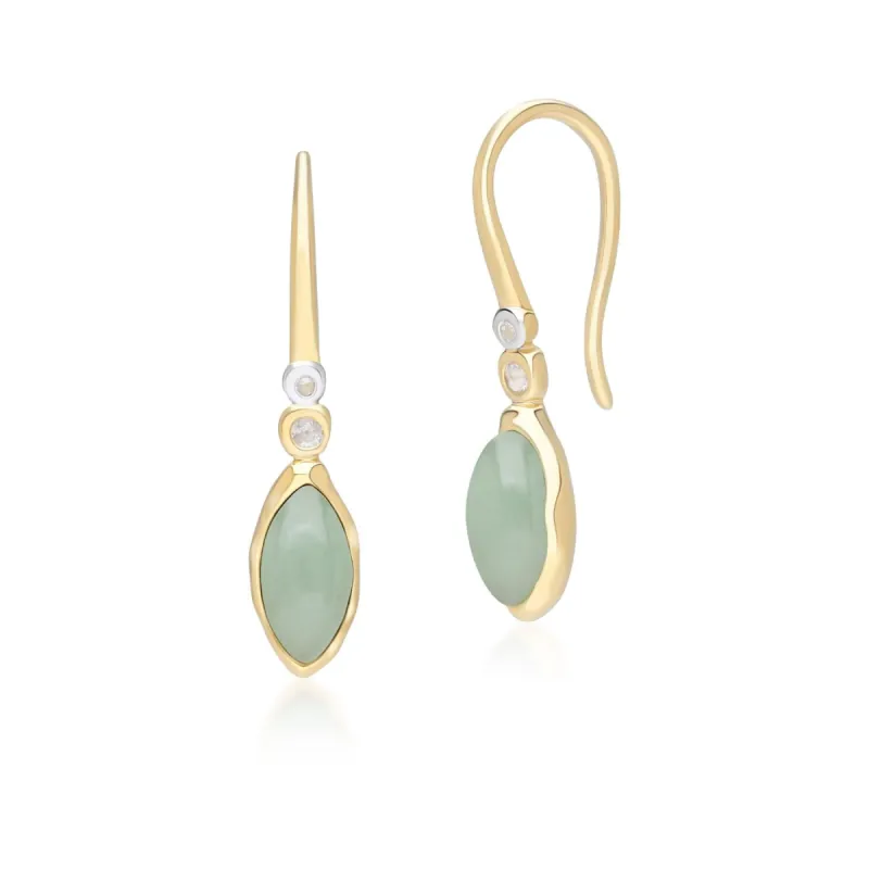Irregular Marquise Dyed Green Jade & Topaz Drop Earrings In 18ct Gold Plated SterlIng Silver sold by Gemondo Jewellery