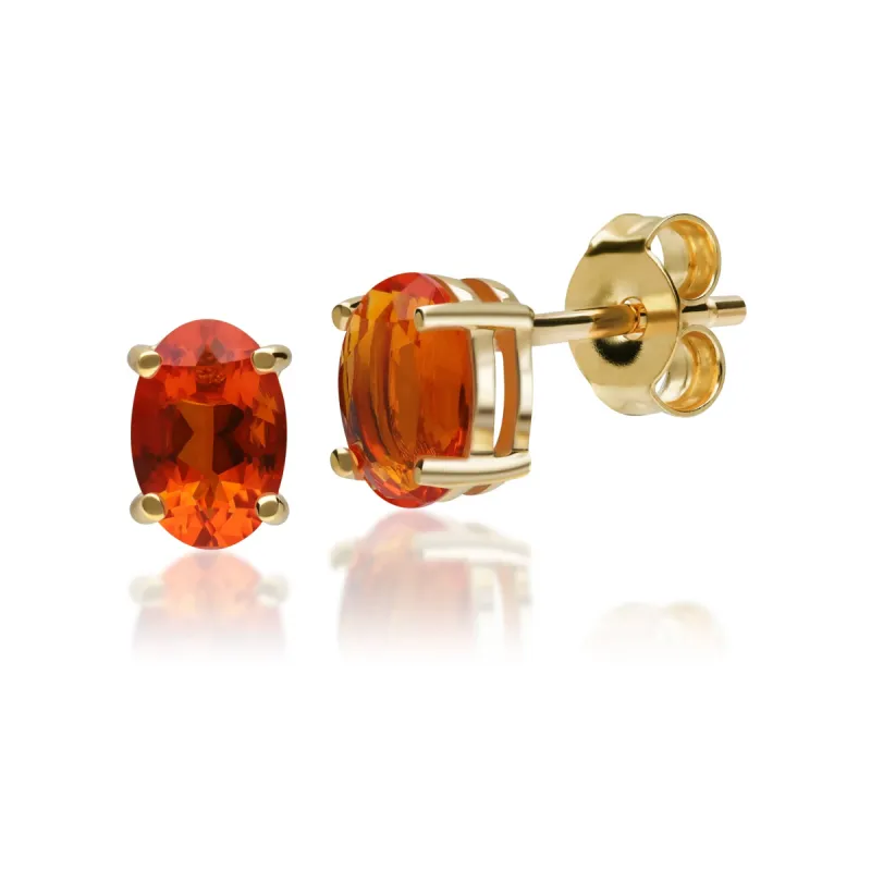 Classic Oval Fire Opal Claw Set Stud Earrings in 9ct Yellow Gold sold by Gemondo Jewellery