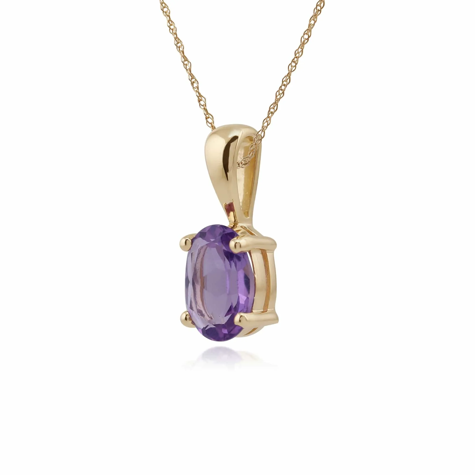 Classic Oval Amethyst Pendant in 9ct Yellow Gold sold by Gemondo Jewellery product image thumbnail 2