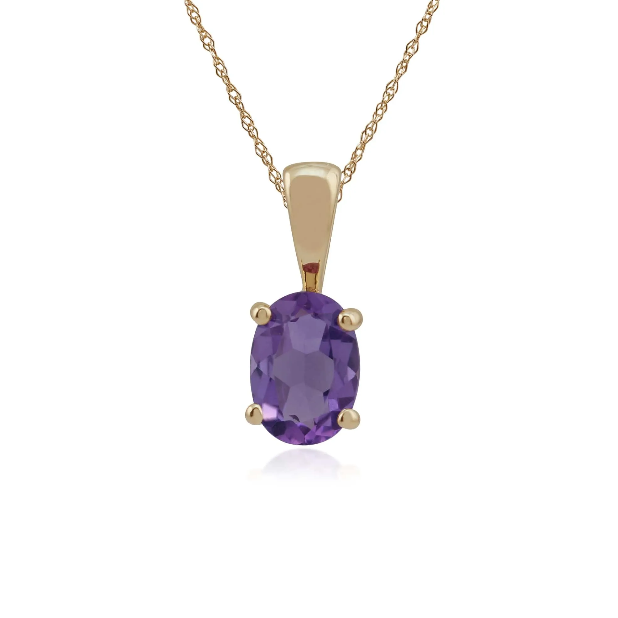 Classic Oval Amethyst Pendant in 9ct Yellow Gold sold by Gemondo Jewellery