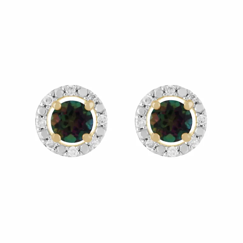 Classic Round Mystic Topaz Stud Earrings with Detachable Diamond Round Earrings Jacket Set in 9ct Yellow Gold sold by Gemondo Jewellery