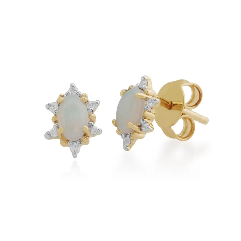 Gemondo 9ct Yellow Gold 0.30ct Opal & Diamond Stud Earrings sold by Gemondo Jewellery