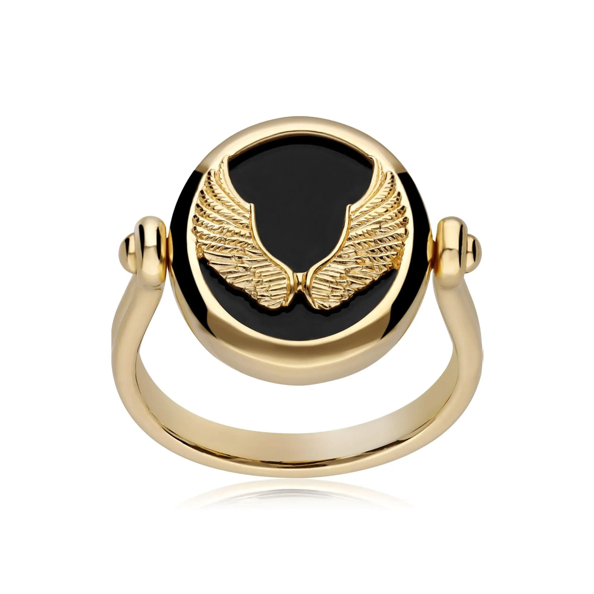 Zodiac Black Onyx Virgo Flip Ring in 18ct Gold Plated Silver sold by Gemondo Jewellery product image thumbnail 4