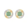 Classic Round Jade Studs with Detachable Diamond Halo Ear Jacket in 9ct Yellow Gold sold by Gemondo Jewellery