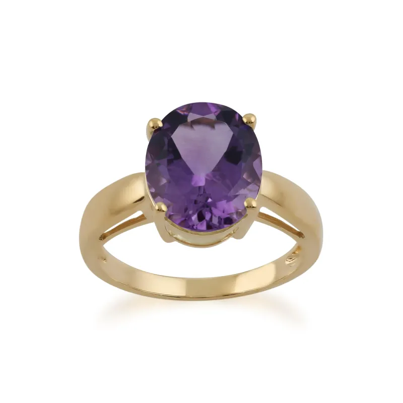 9ct Yellow Gold 3.67ct Natural Amethyst Classic Single Stone Style Ring sold by Gemondo Jewellery