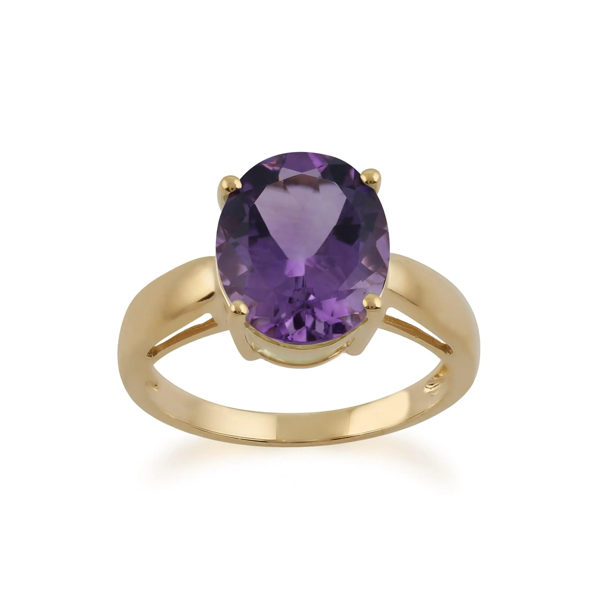 9ct Yellow Gold 3.67ct Natural Amethyst Classic Single Stone Style Ring sold by Gemondo Jewellery
