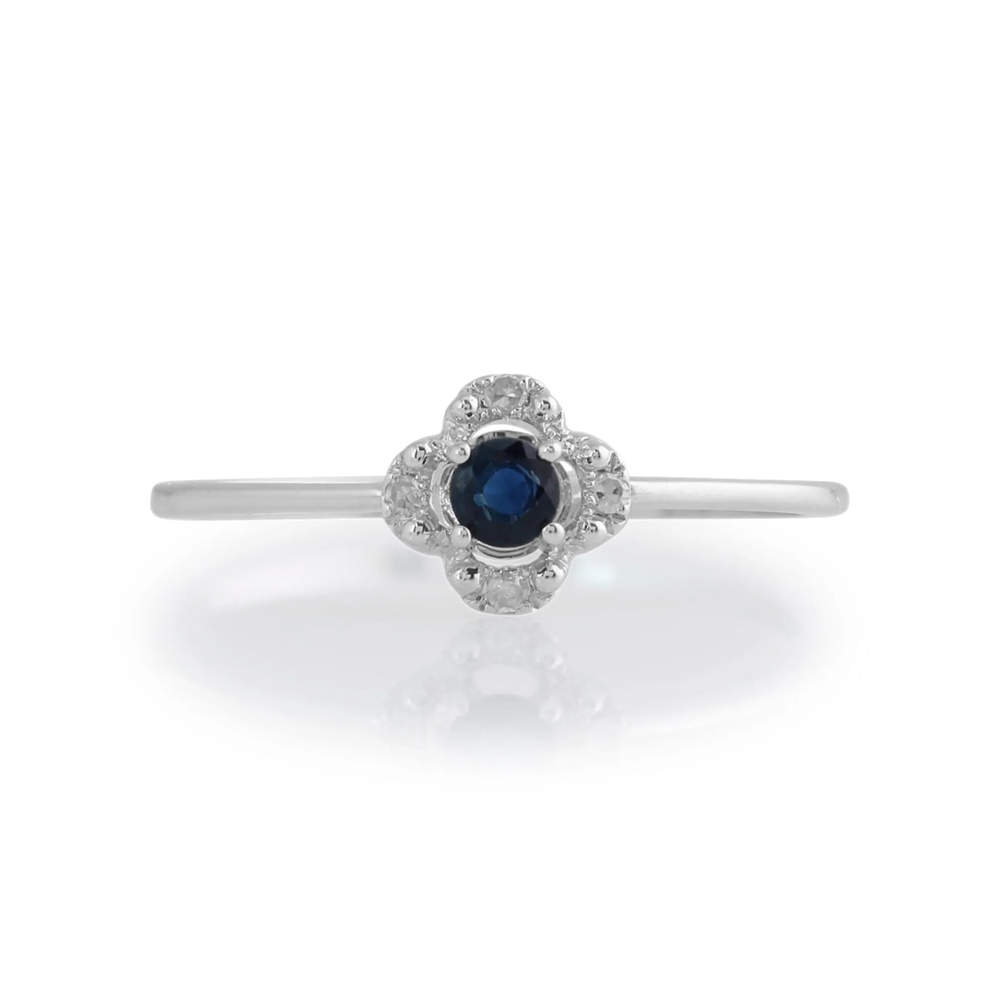 Gemondo 9ct White Gold 0.14ct Sapphire & Diamond Floral Ring sold by Gemondo Jewellery product image thumbnail 2