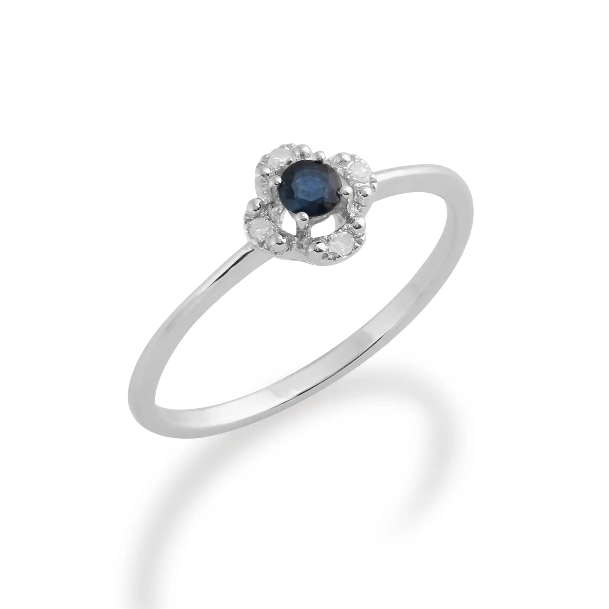 Gemondo 9ct White Gold 0.14ct Sapphire & Diamond Floral Ring sold by Gemondo Jewellery