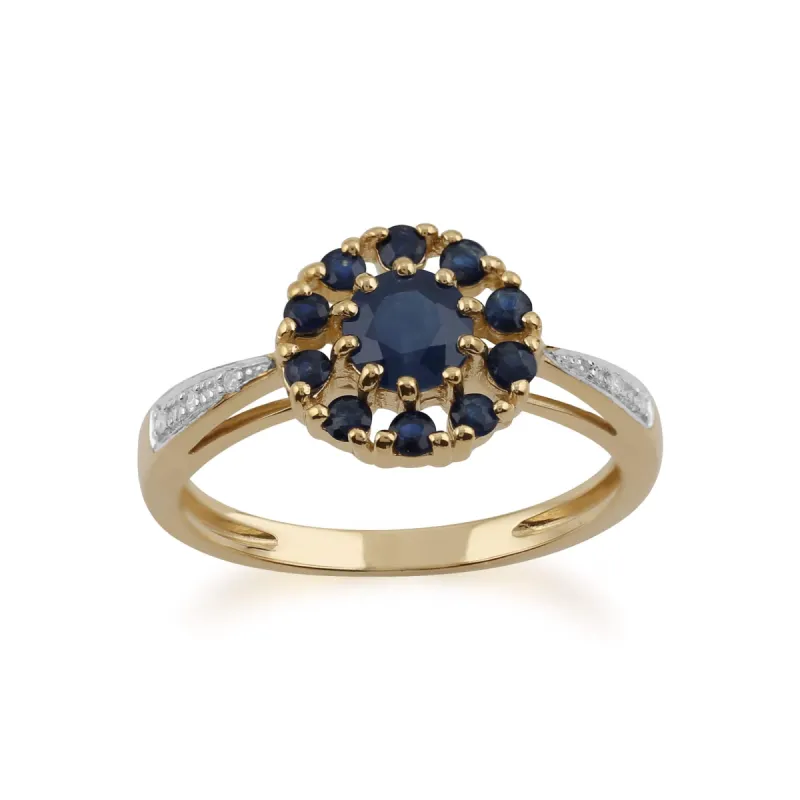 Gemondo 9ct Yellow Gold 1.04ct Sapphire & Diamond Floral Ring sold by Gemondo Jewellery