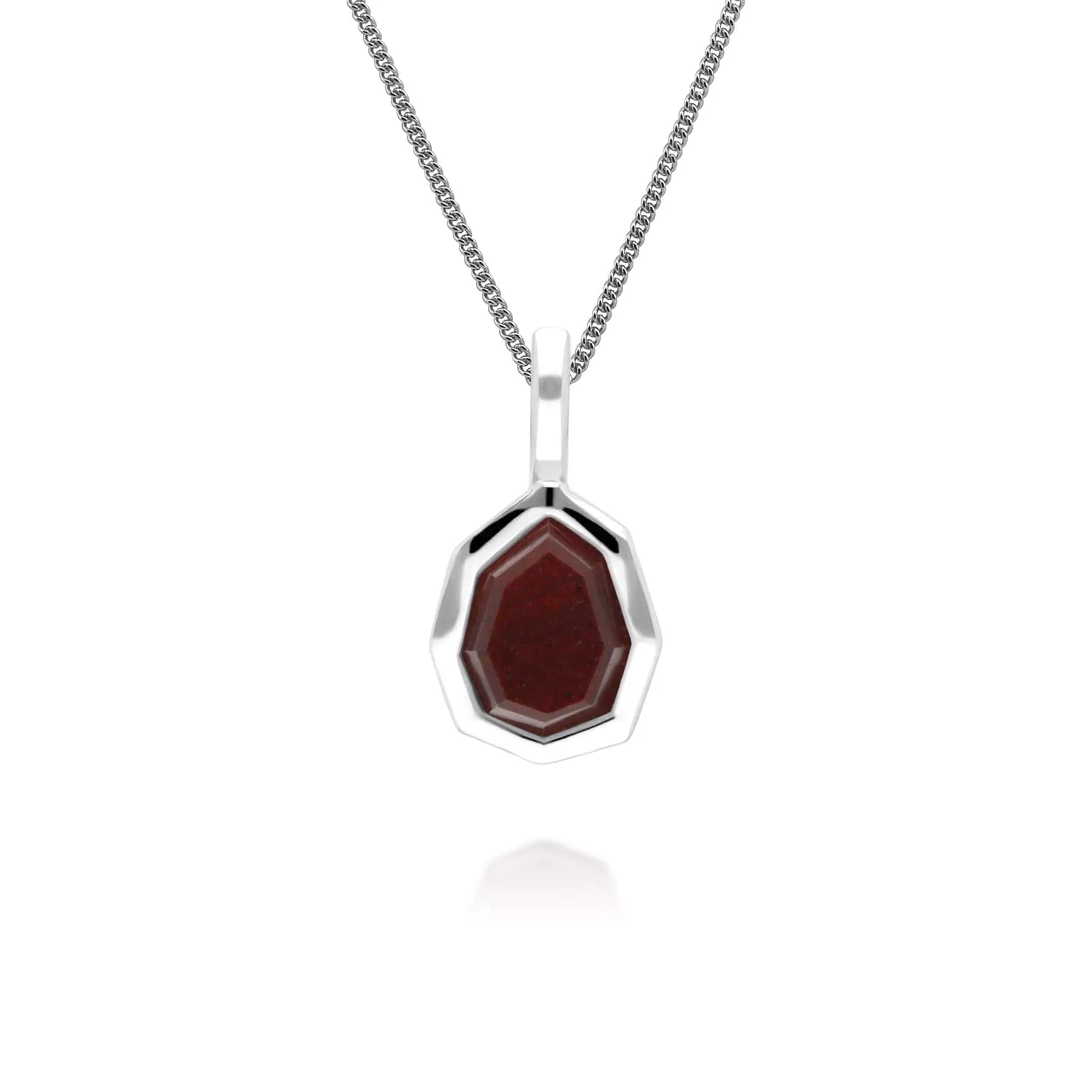 Irregular B Gem Red Jasper Pendant in 925 Sterling Silver sold by Gemondo Jewellery