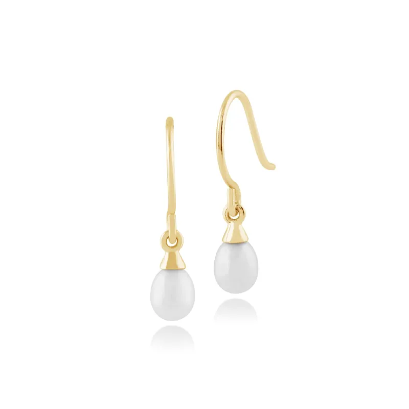 Classic Freshwater Pearl Drop Earrings in 9ct Yellow Gold sold by Gemondo Jewellery