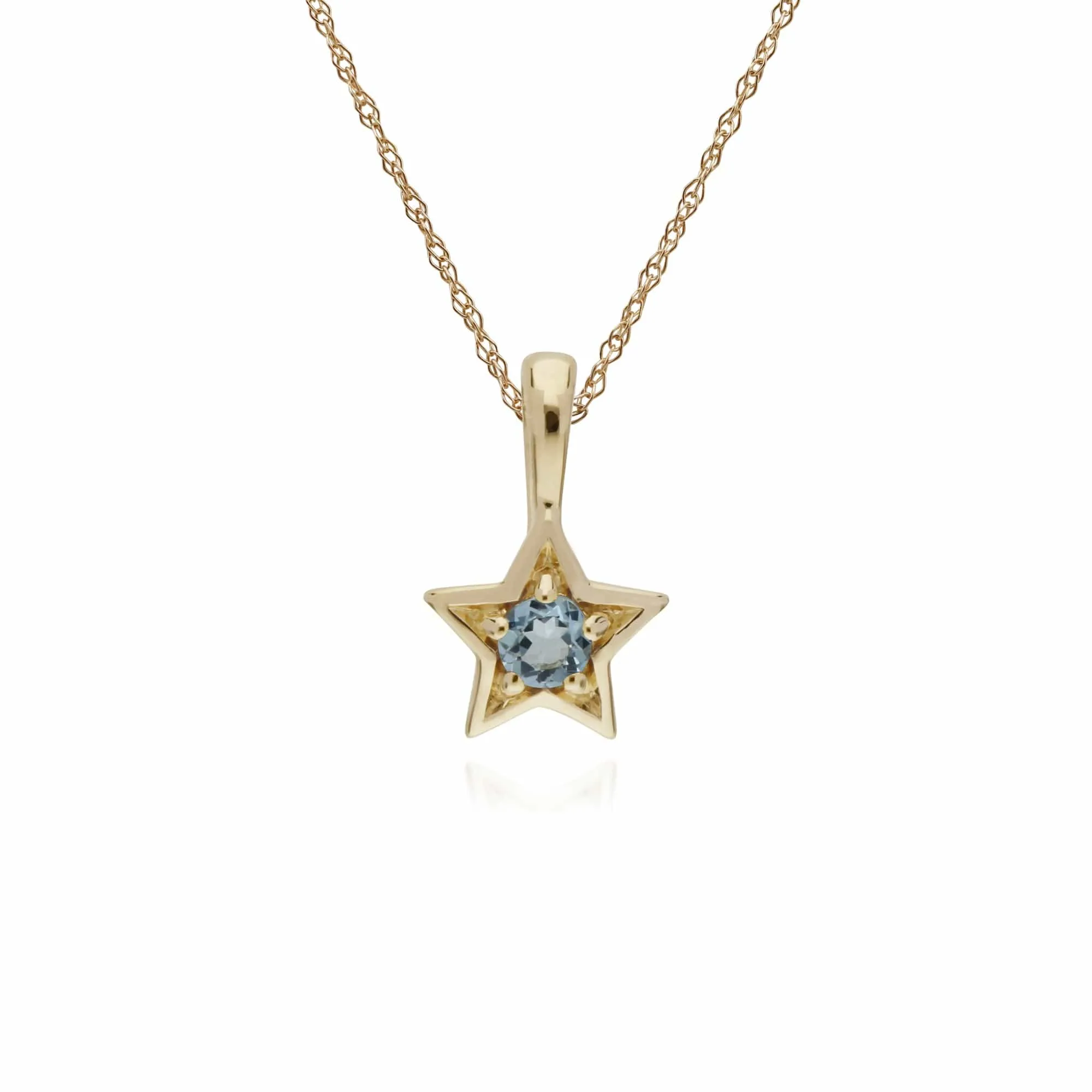 Contemporary Round Aquamarine Single Stone Star Earrings & Necklace Set in 9ct Yellow Gold sold by Gemondo Jewellery product image thumbnail 3