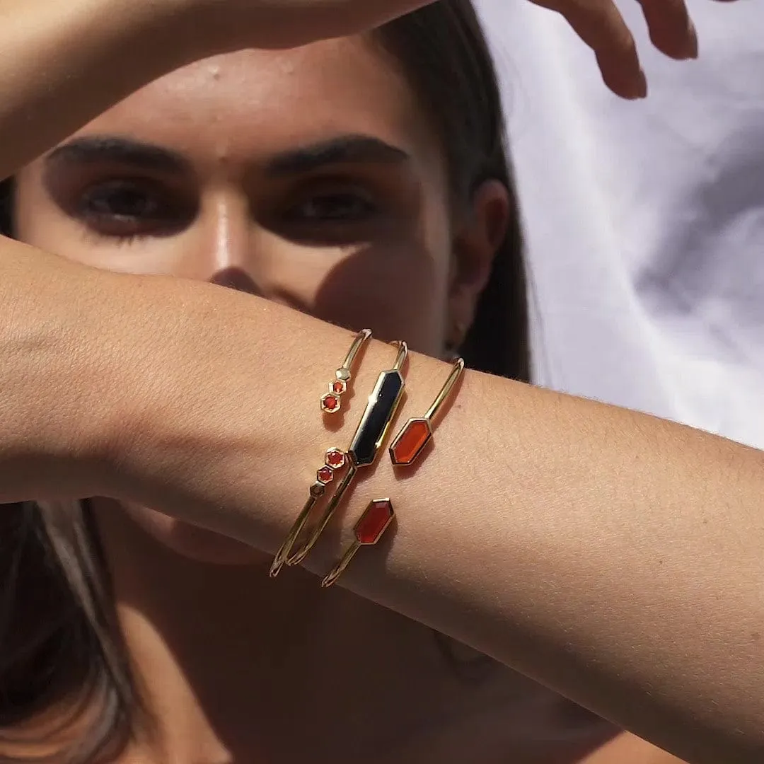 Geometric Dyed Red Carnelian Open Bangle in Gold Plated Silver sold by Gemondo Jewellery product image thumbnail 3