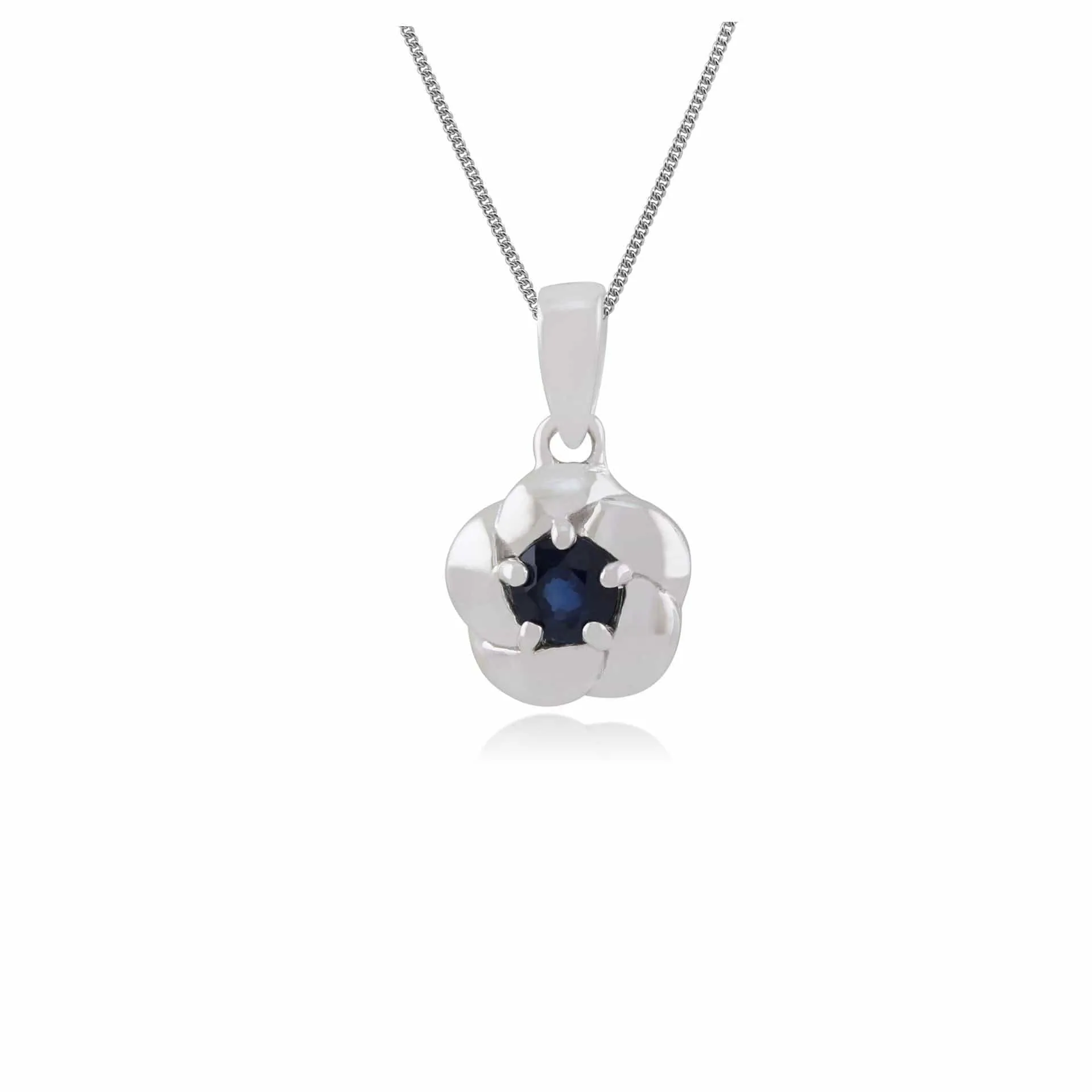 Gemondo Plaited Texture 9ct White Gold 0.20ct Sapphire Pendant on 45cm Chain sold by Gemondo Jewellery
