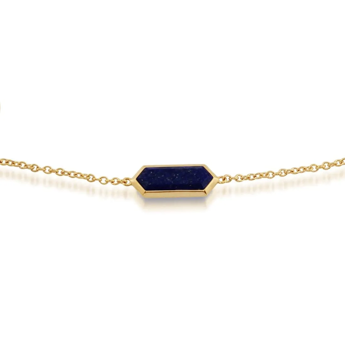 Geometric Hexagon Lapis Lazuli Prism Gold Plated Bracelet sold by Gemondo Jewellery product image thumbnail 4