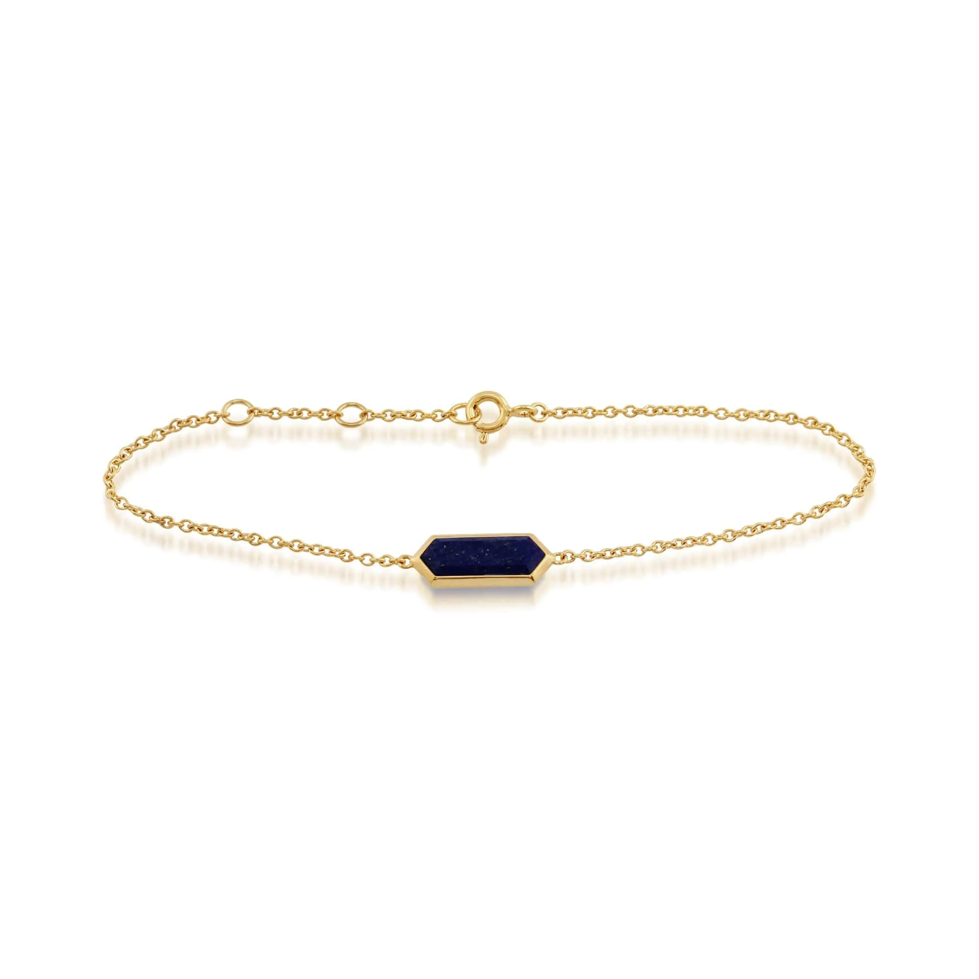Geometric Hexagon Lapis Lazuli Prism Gold Plated Bracelet sold by Gemondo Jewellery